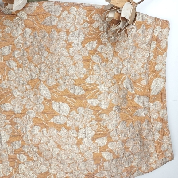 New Talbots Gold Cream Floral Skirt Sz 2 - Picture 8 of 11